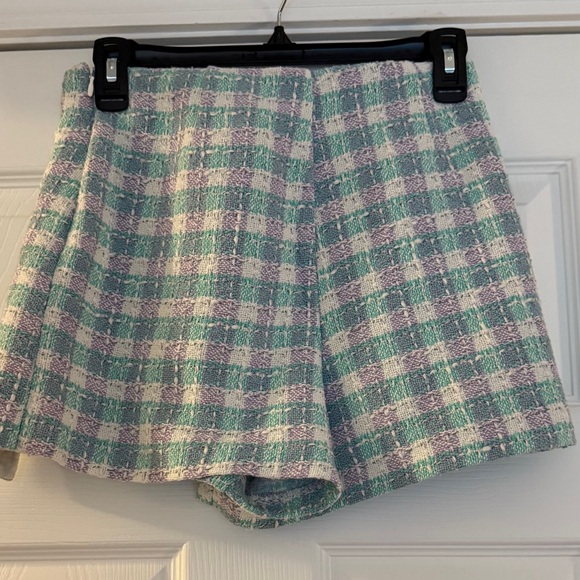 Zara Plaid Skort in Mint and Lavender - Picture 2 of 3